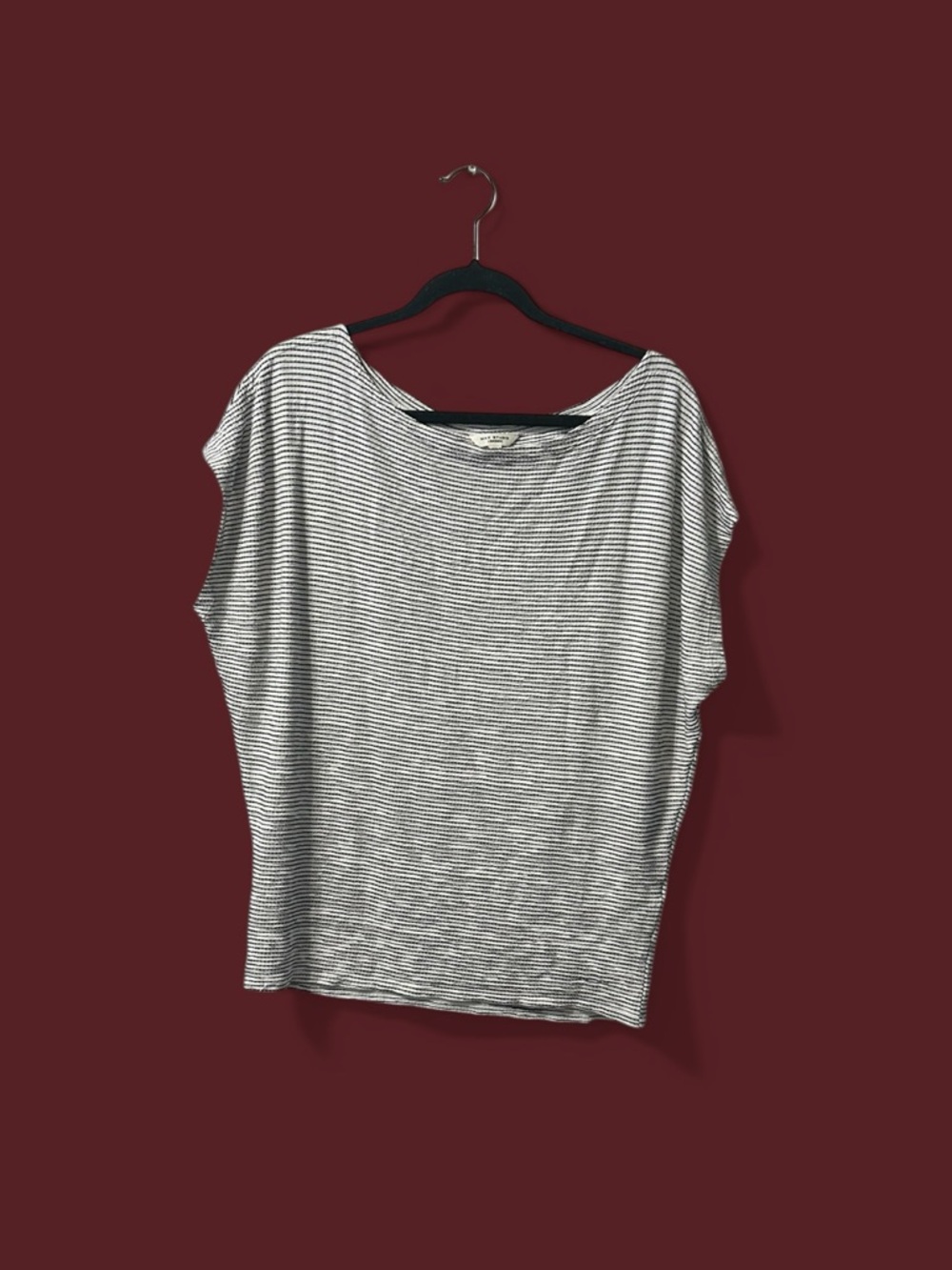 Max Studio Black & White Striped Boatneck Top